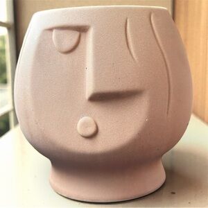 Modern Matte Face Planter 4” Minimalist Ceramic Pot With Drainage